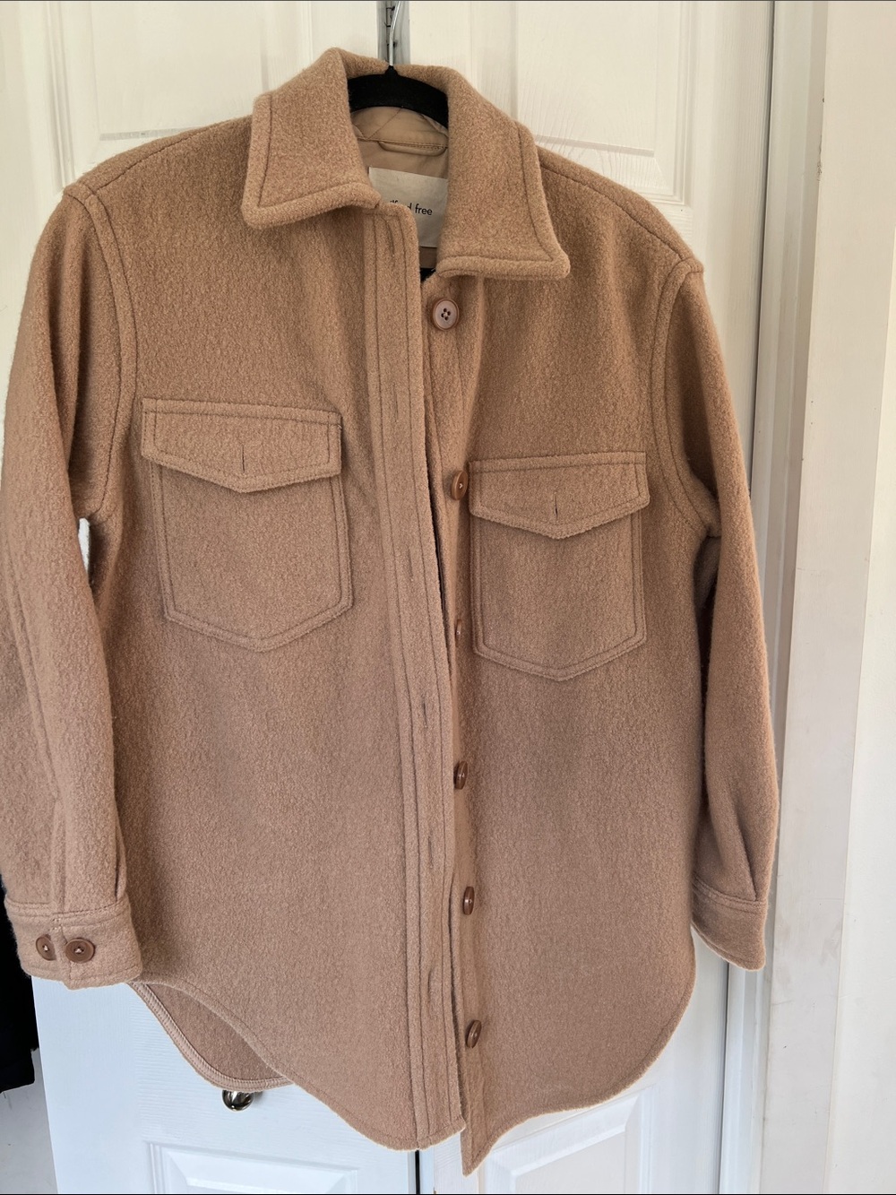 Men's Wool-Blend Button-Up Shacket in Camel